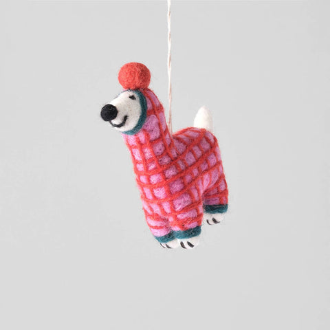 Jayla, Dog In Red Onesie Hanging Felt Ornament