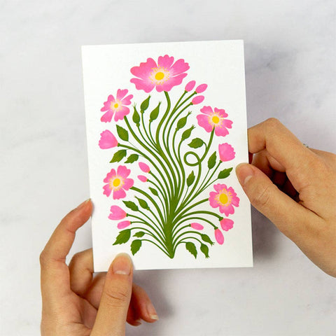 Tarjeta de felicitación botánica Rosas silvestres