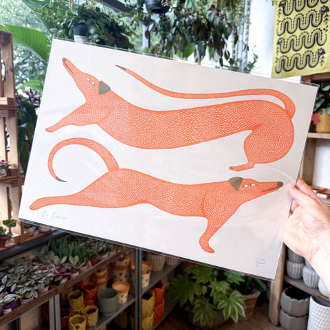 Big Stretch Dogs Riso Art Print - Sprouts of Bristol