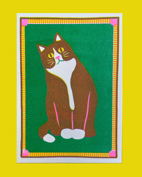 Black Cat Mini Risograph A5 Print - Sprouts of Bristol