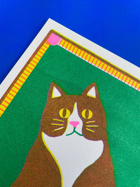Black Cat Mini Risograph A5 Print - Sprouts of Bristol