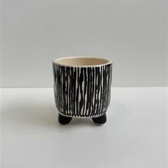Black & White Ceramic Pot – Brushstroke - Sprouts of Bristol
