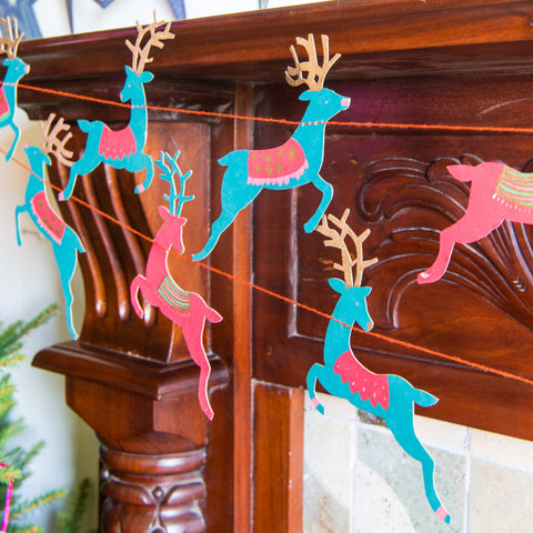 Bright Reindeer Sewn Garland - Sprouts of Bristol