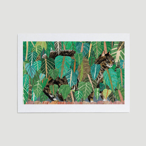 Cat in Leafy Bush Art Print - Sprouts of Bristol