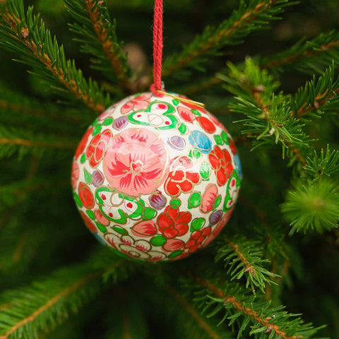 Crimson Flowers Bauble - Sprouts of Bristol