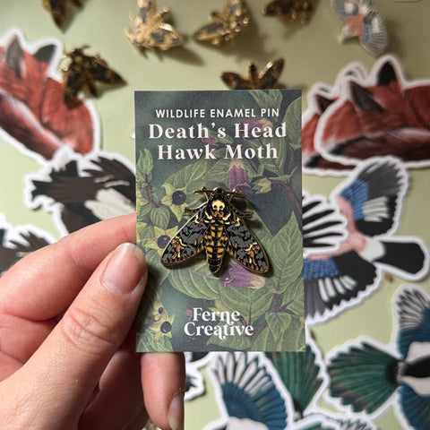 Death's Head Hawk - Moth Enamel Pin - Sprouts of Bristol