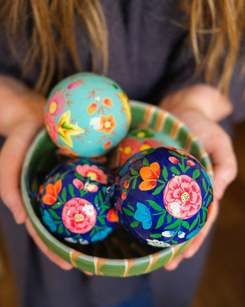 Deep Blue Florals Bauble - Sprouts of Bristol