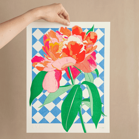 Electric Peony Risograph Print - Sprouts of Bristol