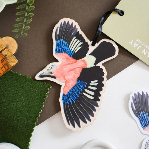 Eurasian Jay Wooden Hanging Decoration – Sustainably Sourced Birch Plywood - Sprouts of Bristol