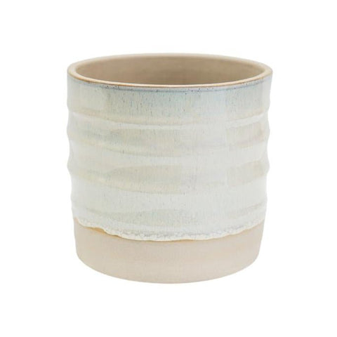 Gia Rippled Two Tone Ice White Planter - Sprouts of Bristol