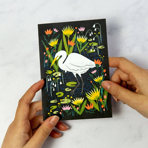 Great Egret Bird Greetings Card - Sprouts of Bristol