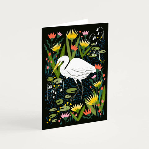 Great Egret Bird Greetings Card - Sprouts of Bristol