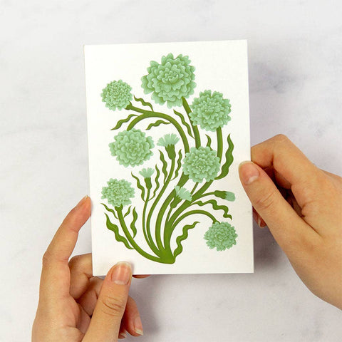 Green Carnation Botanical Greetings Card - Sprouts of Bristol