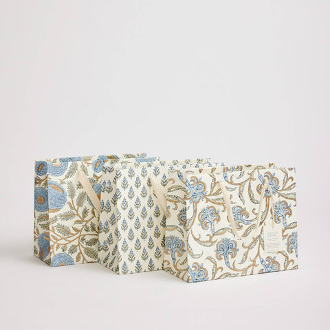 Hand Block Printed Gift Bags - Blue Stone - Sprouts of Bristol