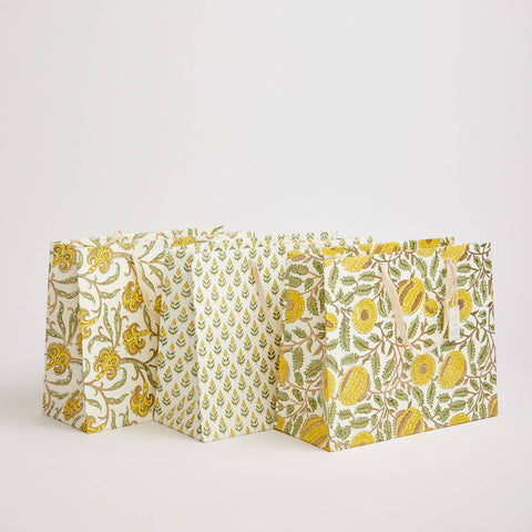 Hand Block Printed Gift Bags - Sunshine - Sprouts of Bristol