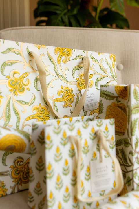 Hand Block Printed Gift Bags - Sunshine - Sprouts of Bristol