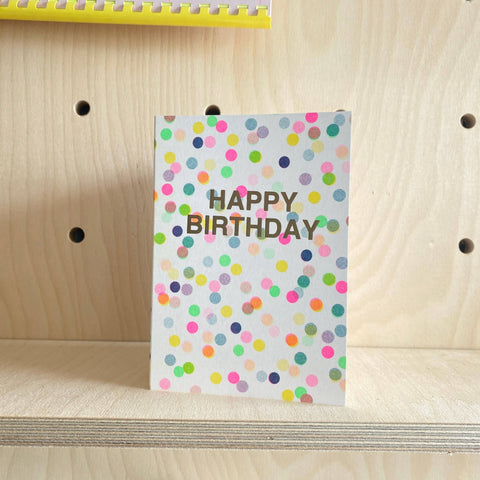 Happy Birthday Confetti Riso Shapes Greetings Card - Sprouts of Bristol