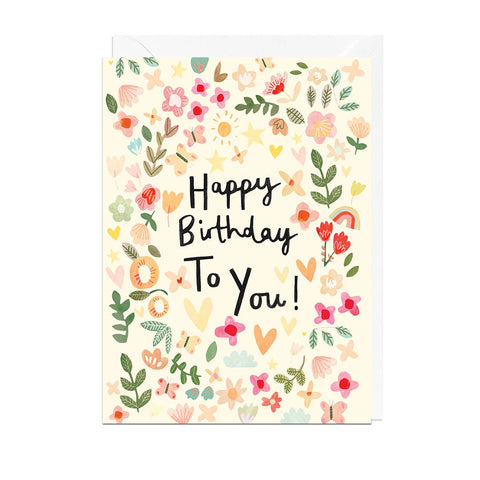 HAPPY BIRTHDAY FLOWERS Greetings Card - Sprouts of Bristol