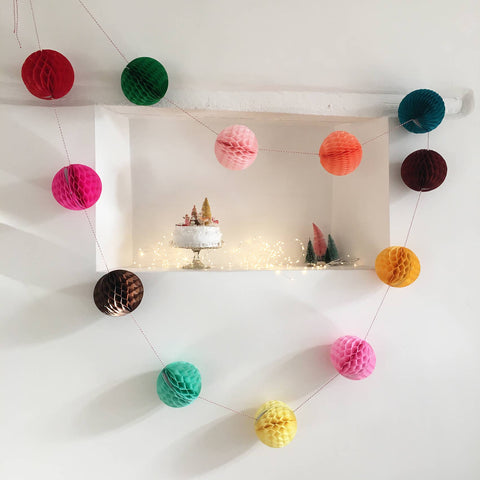Multi Coloured 4m Bunting Ball Garland - Sprouts of Bristol
