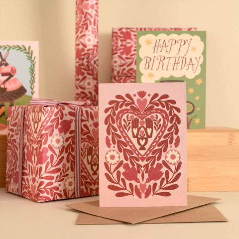 Paper Cut Heart | Everyday greetings card | Folk, love - Sprouts of Bristol