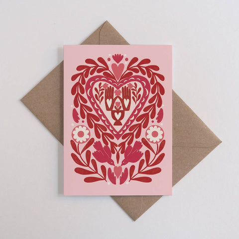 Paper Cut Heart | Everyday greetings card | Folk, love - Sprouts of Bristol