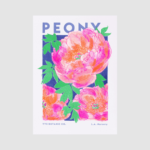 Peony Flower Risograph Print - Sprouts of Bristol