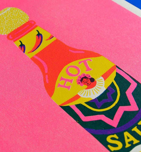 Pink Chilli Sauce Risograph A4 Print - Sprouts of Bristol
