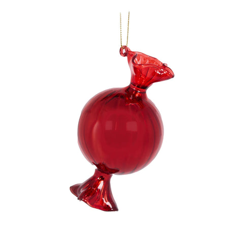 Red Glass Candy Hanging Decoration – Festive Bauble Ornament - Sprouts of Bristol