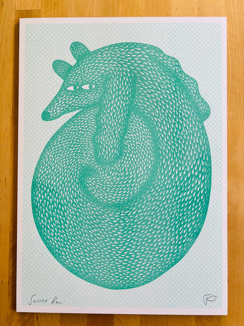 Sausage Roll – Risograph Print - Sprouts of Bristol