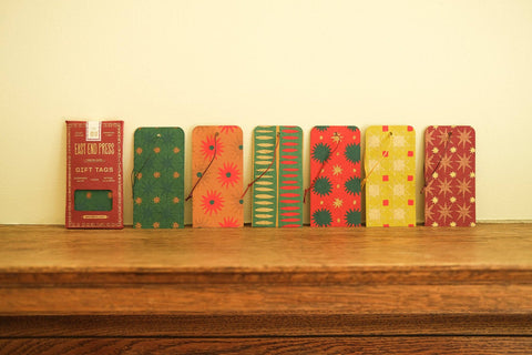 Screen - printed Christmas Gift Tags - Set of Six - Sprouts of Bristol