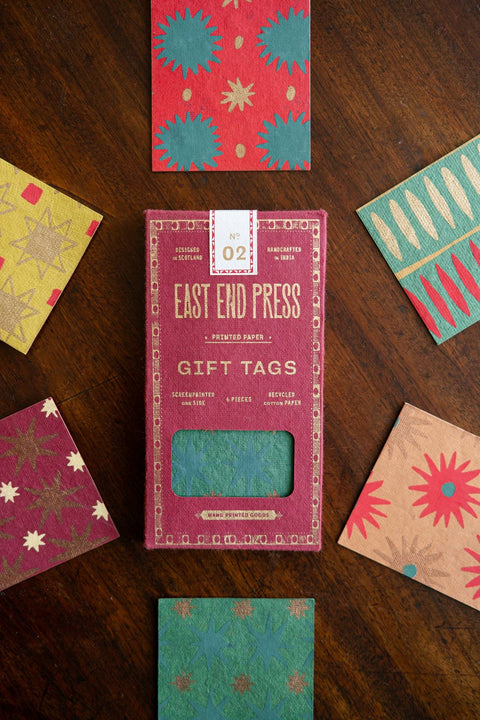 Screen - printed Christmas Gift Tags - Set of Six - Sprouts of Bristol