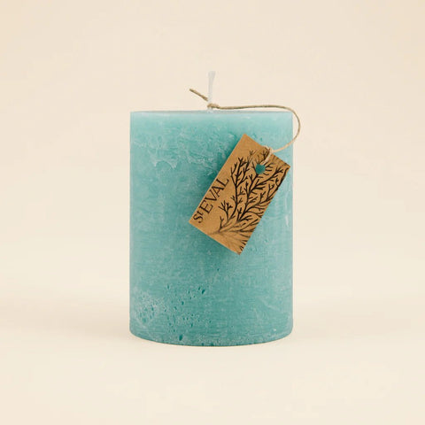 Sea Moss & Driftwood Fragranced Coloured Pillar - Sprouts of Bristol