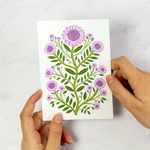 Small Scabious Flowers Greetings Card - Sprouts of Bristol