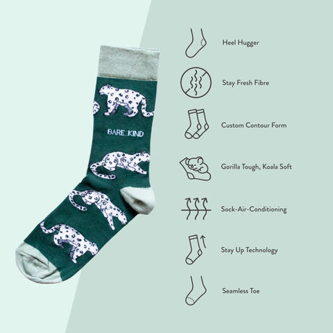 Snow Leopard Bamboo Socks - Sprouts of Bristol