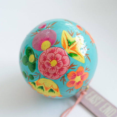 Turquoise Flowers Bauble - Sprouts of Bristol