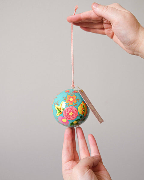 Turquoise Flowers Bauble - Sprouts of Bristol