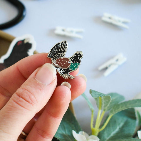 Western Capercaillie Enamel Pin – Designed by Ferne Creative - Sprouts of Bristol