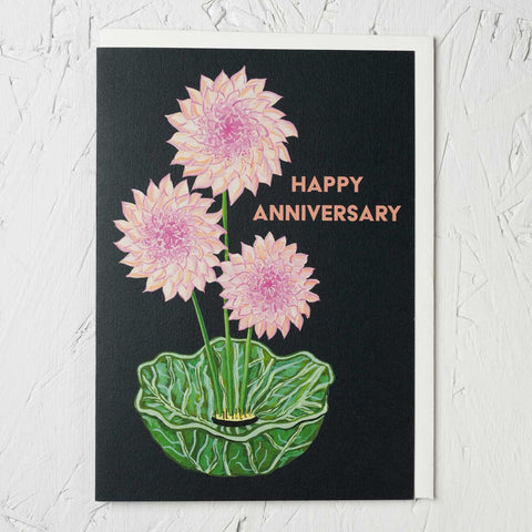 Anniversary Dahlia Greetings Card - Sprouts of Bristol