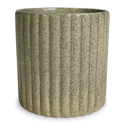 Azalea Stone Ribbed Speckle Green Planter - Sprouts of Bristol
