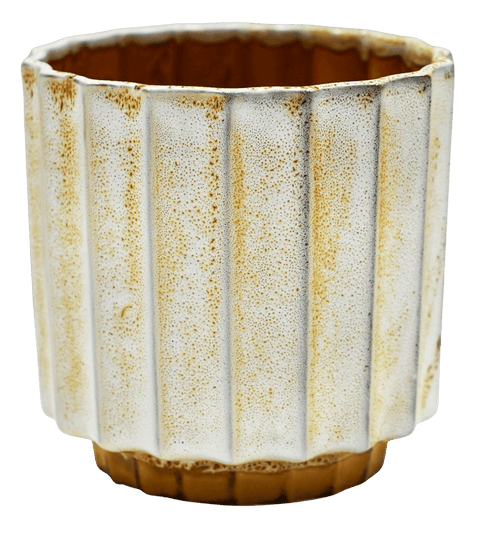 Lugano Scalloped Mustard Reactive Planter - Sprouts of Bristol