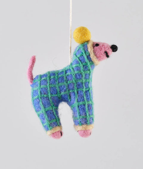 Jayla, Dog in Blue Onesie Hanging Felt Ornament