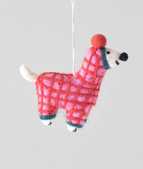 Jayla, Dog In Red Onesie Hanging Felt Ornament