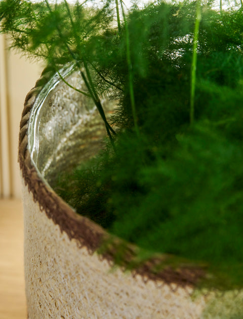 Woven Plant Pots - Multi Stripe Jute Seagrass