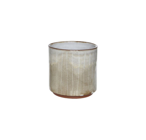 Beja Straight Glazed Ceramic Planter in Beige Stripe - Sprouts of Bristol