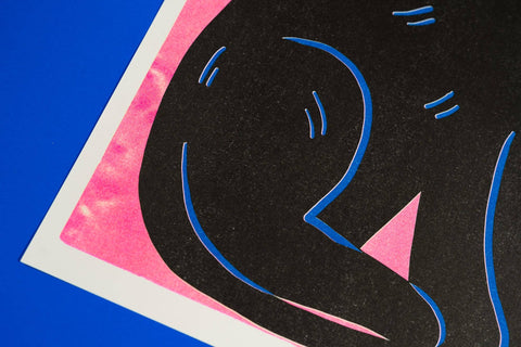 Black Cat Risograph A3 Print - Sprouts of Bristol