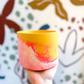 Bright Yellow, Neon Pink and Putty Jesmonite Pot - Sprouts of Bristol