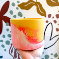 Bright Yellow, Neon Pink and Putty Jesmonite Pot - Sprouts of Bristol