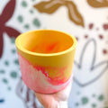 Bright Yellow, Neon Pink and Putty Jesmonite Pot - Sprouts of Bristol