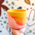 Bright Yellow, Neon Pink and Putty Jesmonite Pot - Sprouts of Bristol