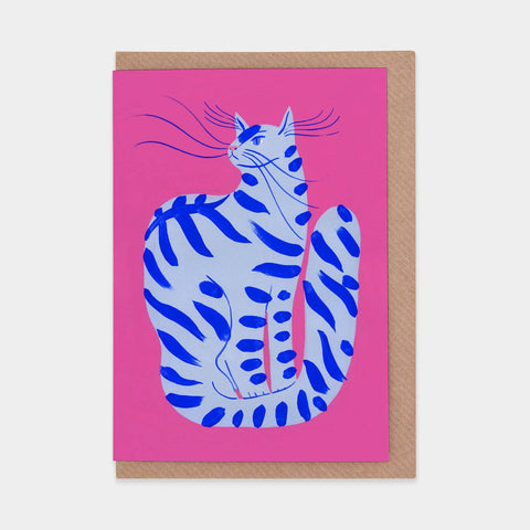 Cat with Stripes Greetings Card - Sprouts of Bristol